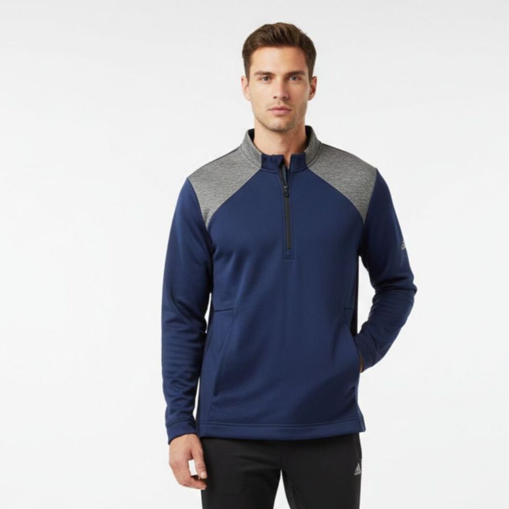 Adidas Men's Blue & Gray Cold.RDY Quarter Zip Up Golf Pull On Jacket L